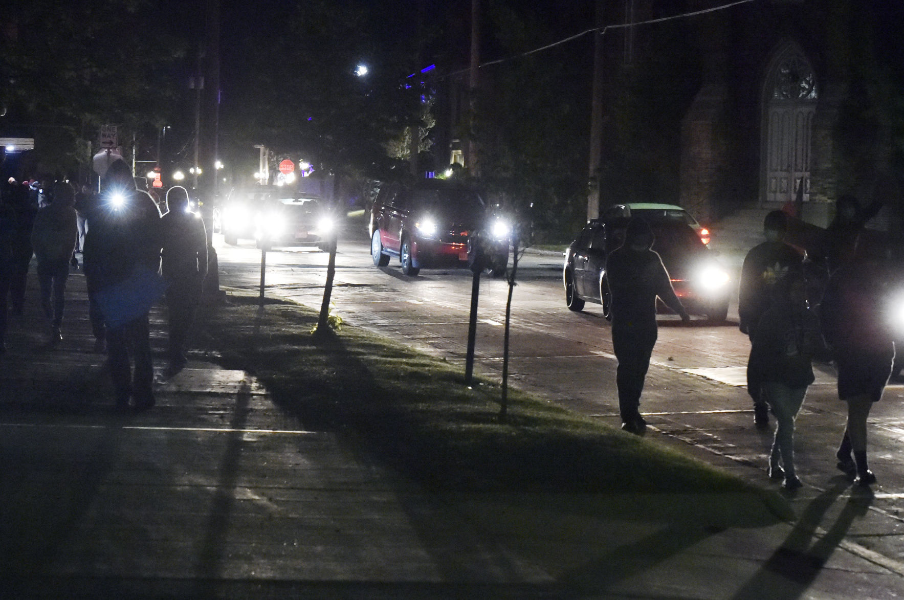 Marching to the police station